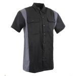 Milwaukee Leather MDM11674 Men’s Black-Grey Button-Up Heavy-Duty Work Shirt – Classic Mechanic Shirt w/ Pockets