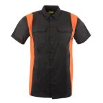 Biker Clothing Co. MDM11675 Men’s Black-Neon-Orange Button-Up Heavy-Duty Work Shirt – Classic Mechanic Shirt w/ Pockets - Image 6