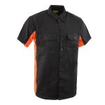 Biker Clothing Co. MDM11676 Men’s Black-Orange Button-Up Heavy-Duty Work Shirt – Classic Mechanic Shirt w/ Pockets