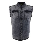 Milwaukee Leather MDM11678 Men’s Classic Grey Button-Down Cut Off Frayed Sleeveless Casual Shirt - Image 8
