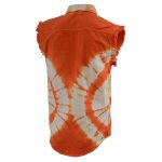 Biker Clothing Co. MDM11680 Men’s Classic Orange and White Tie-Dye Button-Down Frayed Sleeveless Cut Off Shirt - Image 10