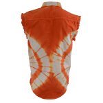 Biker Clothing Co. MDM11680 Men’s Classic Orange and White Tie-Dye Button-Down Frayed Sleeveless Cut Off Shirt - Image 9