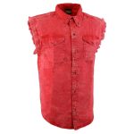 Milwaukee Leather MDM11681 Men’s Classic Red Button-Down Cut Off Frayed Sleeveless Casual Shirt - Image 8