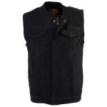Milwaukee Leather MDM3000 Men’s ‘Brute’ Concealed Snap Black Denim Club Style Vest w/ Hidden Zipper - Image 7