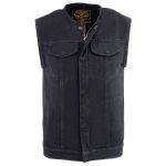 Milwaukee Leather MDM3001 Men’s ‘Covert’ Black Denim Collarless Club Style Motorcycle Biker Vest w/ Dual Closure - Image 6
