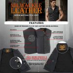 Milwaukee Leather MDM3001 Men’s ‘Covert’ Black Denim Collarless Club Style Motorcycle Biker Vest w/ Dual Closure - Image 2