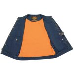 Milwaukee Leather MDM3001 Men’s ‘Covert’ Blue Denim Collarless Club Style Motorcycle Biker Vest w/ Dual Closure - Image 4