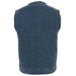 Milwaukee Leather MDM3001 Men’s ‘Covert’ Blue Denim Collarless Club Style Motorcycle Biker Vest w/ Dual Closure - Image 8