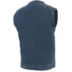 Milwaukee Leather MDM3001 Men’s ‘Covert’ Blue Denim Collarless Club Style Motorcycle Biker Vest w/ Dual Closure - Image 5