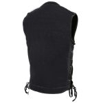 Milwaukee Leather MDM3002 Men’s ‘Covert’ Black Denim Club Style Vest with Side Lace Adjustment - Image 7