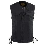 Milwaukee Leather MDM3002 Men’s ‘Covert’ Black Denim Club Style Vest with Side Lace Adjustment - Image 8