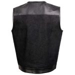 Milwaukee Leather MDM3003 Men’s ‘Brute’ Concealed Snap Black Denim and Black Leather Club Style Vest w/ Hidden Zipper - Image 6