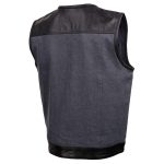 Milwaukee Leather MDM3005 Men’s Brute Grey Denim w/ Black Perforated Leather Club Style Vest w/ Hidden Dual Closure - Image 10