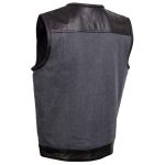 Milwaukee Leather MDM3005 Men’s Brute Grey Denim w/ Black Perforated Leather Club Style Vest w/ Hidden Dual Closure - Image 9