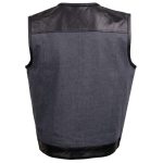 Milwaukee Leather MDM3005 Men’s Brute Grey Denim w/ Black Perforated Leather Club Style Vest w/ Hidden Dual Closure - Image 8