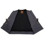 Milwaukee Leather MDM3005 Men’s Brute Grey Denim w/ Black Perforated Leather Club Style Vest w/ Hidden Dual Closure - Image 5