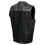 Milwaukee Leather MDM3006 Men’s ‘Brute’ Black Denim and Black Leather Club Style Vest w/ Hidden Dual Closure - Image 9