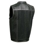 Milwaukee Leather MDM3006 Men’s ‘Brute’ Black Denim and Black Leather Club Style Vest w/ Hidden Dual Closure - Image 8