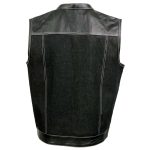 Milwaukee Leather MDM3006 Men’s ‘Brute’ Black Denim and Black Leather Club Style Vest w/ Hidden Dual Closure - Image 7