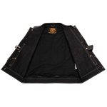 Milwaukee Leather MDM3006 Men’s ‘Brute’ Black Denim and Black Leather Club Style Vest w/ Hidden Dual Closure - Image 6