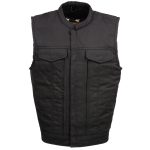 Milwaukee Leather MDM3007 Men’s ‘Brute’ Concealed Snap Black Denim Club Style Vest w/ USA Flag Liner - Image 12