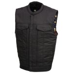 Milwaukee Leather MDM3007 Men’s ‘Brute’ Concealed Snap Black Denim Club Style Vest w/ USA Flag Liner - Image 11