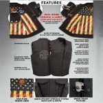 Milwaukee Leather MDM3007 Men’s ‘Brute’ Concealed Snap Black Denim Club Style Vest w/ USA Flag Liner - Image 2