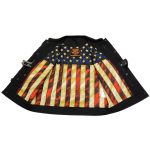 Milwaukee Leather MDM3007 Men’s ‘Brute’ Concealed Snap Black Denim Club Style Vest w/ USA Flag Liner - Image 7