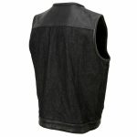 Milwaukee Leather MDM3008 Men’s ‘Brute’ Black Perforated Leather and Denim Club Style Vest w/ Hidden Dual Closure - Image 13