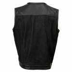 Milwaukee Leather MDM3008 Men’s ‘Brute’ Black Perforated Leather and Denim Club Style Vest w/ Hidden Dual Closure - Image 9