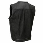 Milwaukee Leather MDM3008 Men’s ‘Brute’ Black Perforated Leather and Denim Club Style Vest w/ Hidden Dual Closure - Image 12