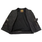 Milwaukee Leather MDM3008 Men’s ‘Brute’ Black Perforated Leather and Denim Club Style Vest w/ Hidden Dual Closure - Image 6