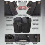 Milwaukee Leather MDM3008 Men’s ‘Brute’ Black Perforated Leather and Denim Club Style Vest w/ Hidden Dual Closure - Image 2