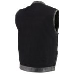 Milwaukee Leather MDM3010 Men’s Black Denim Club Style Biker Vest with Leather Trim and Hidden Zipper - Image 7