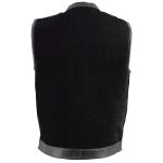 Milwaukee Leather MDM3010 Men’s Black Denim Club Style Biker Vest with Leather Trim and Hidden Zipper - Image 9
