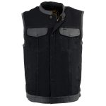 Milwaukee Leather MDM3010 Men’s Black Denim Club Style Biker Vest with Leather Trim and Hidden Zipper - Image 8
