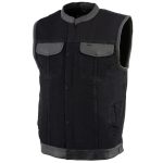 Milwaukee Leather MDM3010 Men’s Black Denim Club Style Biker Vest with Leather Trim and Hidden Zipper - Image 6