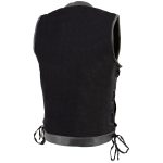 Milwaukee Leather MDM3011 Men’s Black ‘Hidden Zipper’ Side Lace Motorcycle Rider Denim Vest w/ Leather Trim - Image 7