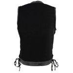 Milwaukee Leather MDM3011 Men’s Black ‘Hidden Zipper’ Side Lace Motorcycle Rider Denim Vest w/ Leather Trim - Image 9