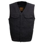 Milwaukee Leather MDM3012 Men’s ‘Brute’ Black Denim Club Style V-Neck Motorcycle Vest w/ Dual Closure - Image 10