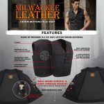 Milwaukee Leather MDM3012 Men’s ‘Brute’ Black Denim Club Style V-Neck Motorcycle Vest w/ Dual Closure - Image 2