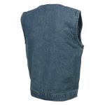Milwaukee Leather MDM3012 Men’s ‘Brute’ Concealed Snap Blue Denim V-Neck Club Style Vest w/ Hidden Zipper - Image 10