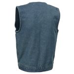 Milwaukee Leather MDM3012 Men’s ‘Brute’ Concealed Snap Blue Denim V-Neck Club Style Vest w/ Hidden Zipper - Image 9