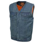 Milwaukee Leather MDM3012 Men’s ‘Brute’ Concealed Snap Blue Denim V-Neck Club Style Vest w/ Hidden Zipper - Image 11