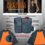 Milwaukee Leather MDM3012 Men’s ‘Brute’ Concealed Snap Blue Denim V-Neck Club Style Vest w/ Hidden Zipper - Image 2