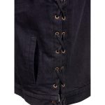 Milwaukee Leather MDM3013 Men’s ‘Brute’ Concealed Snap Black Denim V-Neck Side Lace Club Style Vest w/Hidden Zipper - Image 6