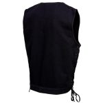 Milwaukee Leather MDM3013 Men’s ‘Brute’ Concealed Snap Black Denim V-Neck Side Lace Club Style Vest w/Hidden Zipper - Image 9