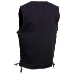 Milwaukee Leather MDM3013 Men’s ‘Brute’ Concealed Snap Black Denim V-Neck Side Lace Club Style Vest w/Hidden Zipper - Image 8