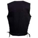 Milwaukee Leather MDM3013 Men’s ‘Brute’ Concealed Snap Black Denim V-Neck Side Lace Club Style Vest w/Hidden Zipper - Image 7