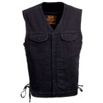 Milwaukee Leather MDM3013 Men’s ‘Brute’ Concealed Snap Black Denim V-Neck Side Lace Club Style Vest w/Hidden Zipper - Image 11